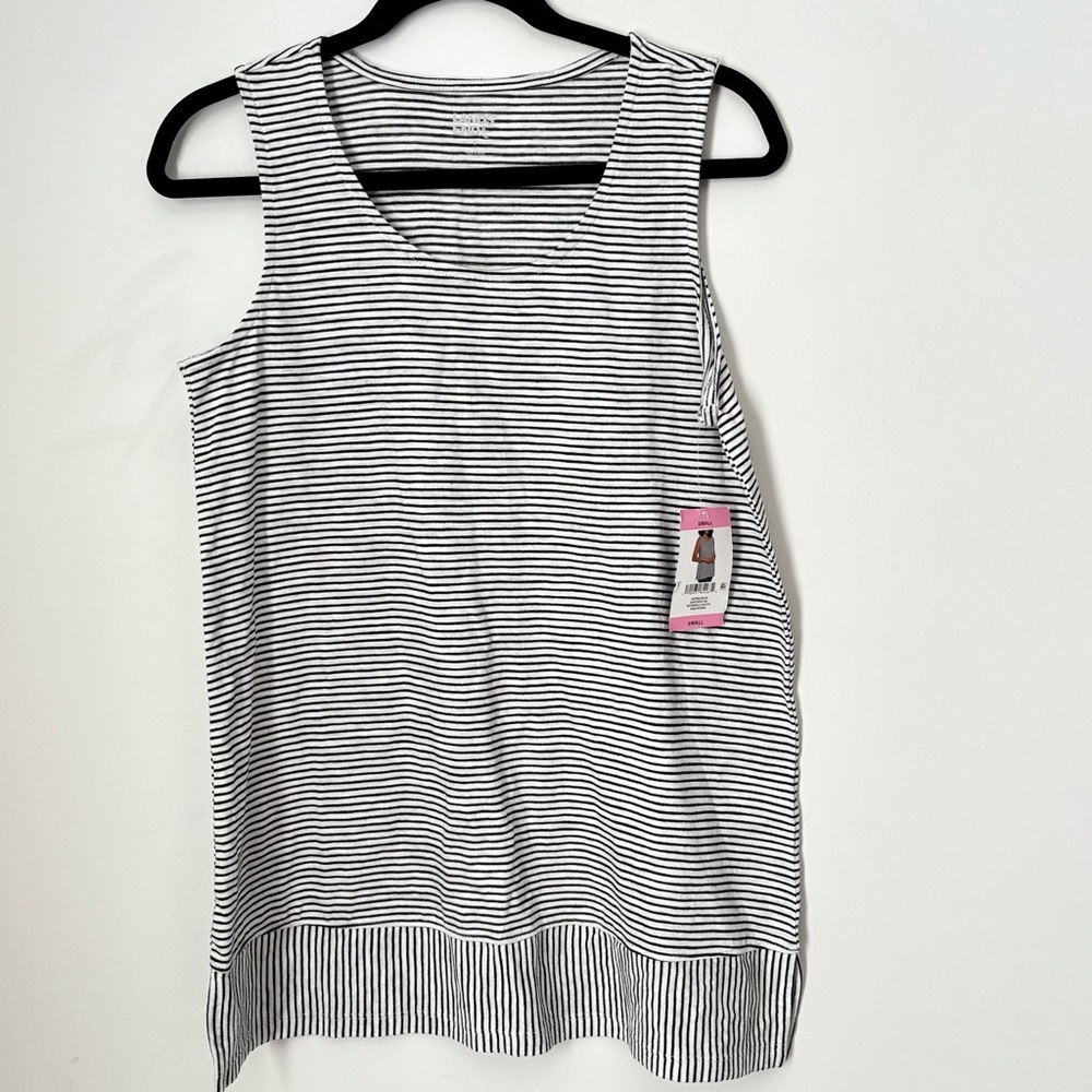 Lands’End Classic Neutral Black White Sleeveless Tank Top Size Small NEW D158